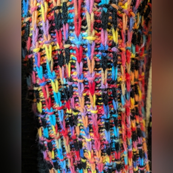 Papillon knit Cardigan Rainbow check Multicolour Speckles.  Woman's Size Medium - Picture 10 of 17